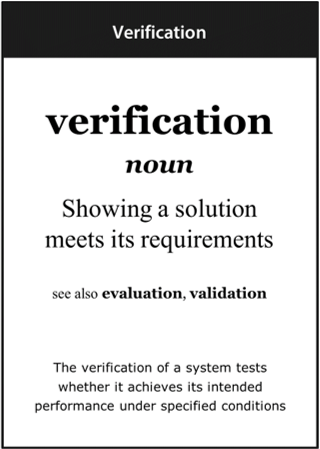 Image of the ‘verification’ definition card