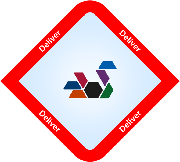 Deliver stage icon - Tangram of hexagon shaped swan within a diamond shape