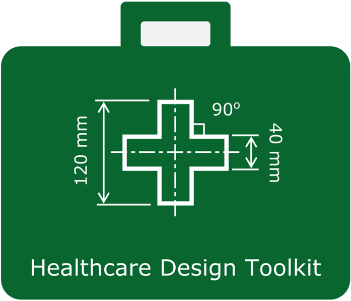 Healthcare design toolkit shown as a briefcase